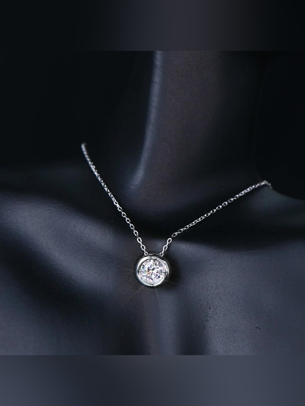 1 Carat Moissanite 925 Sterling Silver Necklace